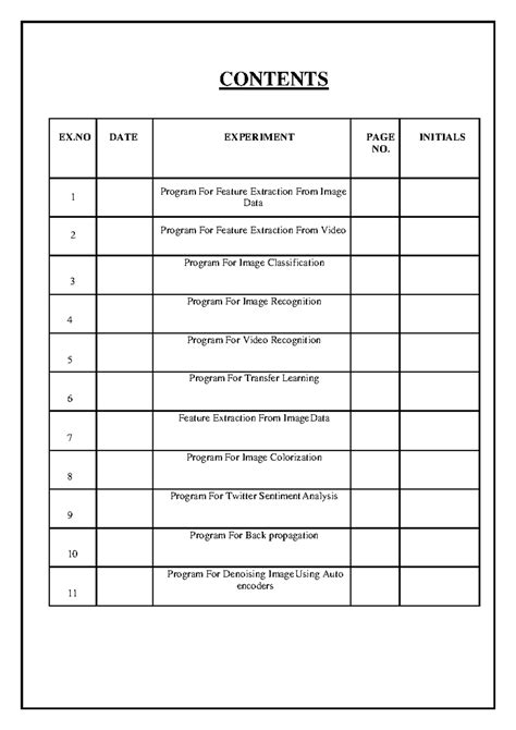 Finaldeep Learning Manual (3) - CONTENTS EX DATE EXPERIMENT PAGE NO ...
