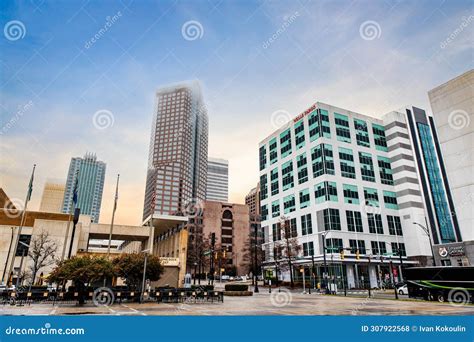 Charlotte Modern City Center Skyscraper Buildings at Sunset Editorial ...