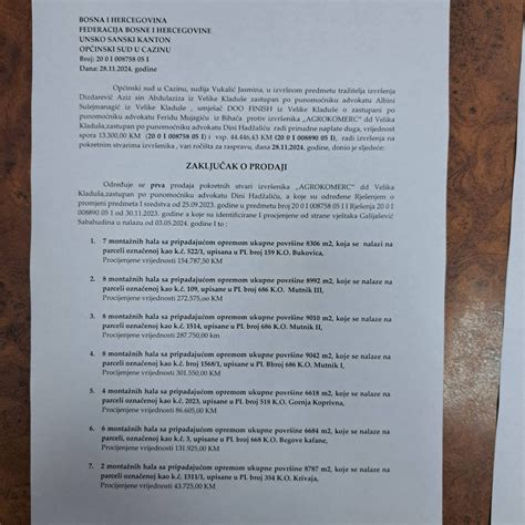 Prodaje Se Imovina Agrokomerca Iz Velike Kladuše Vrijedna 1,3 Miliona KM