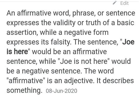 Affirmative Sentence 15 Examples - Brainly.in