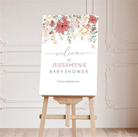 Wildflower Baby Shower Welcome Sign Spring Florals Welcome - Etsy