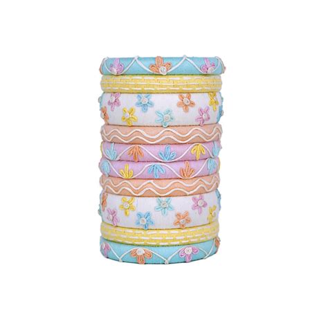 Kusum Floral Embroidery Pastel Bangle Set – Local Nation
