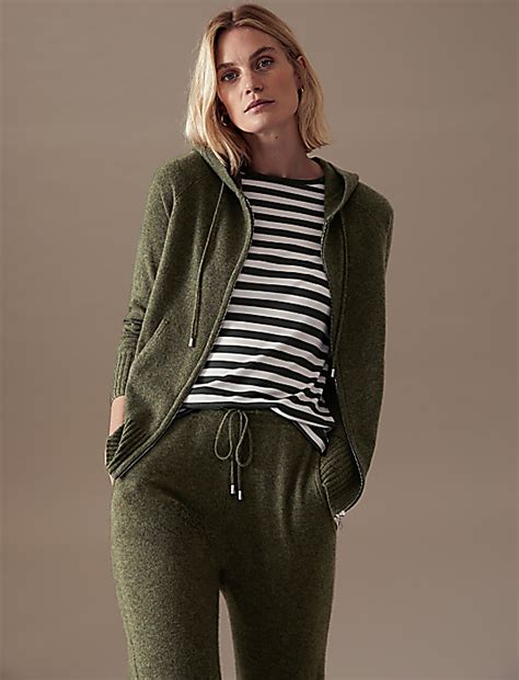 Buy Pure Cashmere Knitted Relaxed Hoodie at Marks & Spencer
