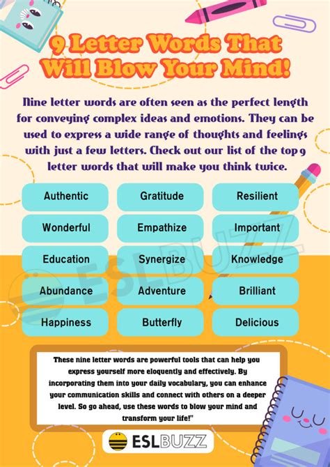 9 Letter Words for Writing Success - ESLBUZZ