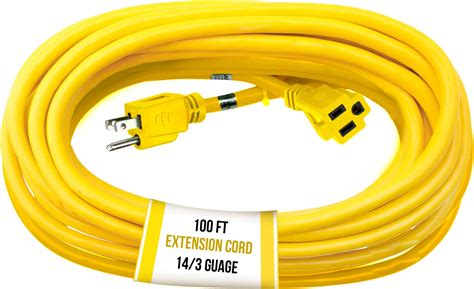Amazon.com: 100 FT 14/3 Outdoor Extension Cord - SJTW Heavy Duty Power ...
