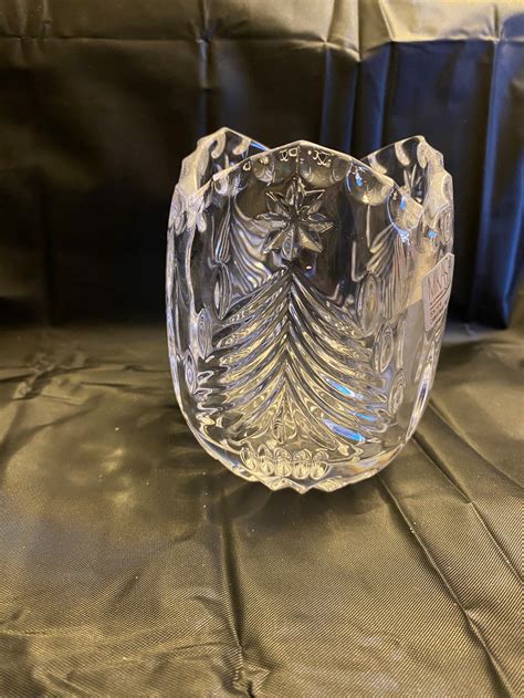 Mikasa Crystal Candle Votive Holder Engraved Christmas Tree SN106/610 ...