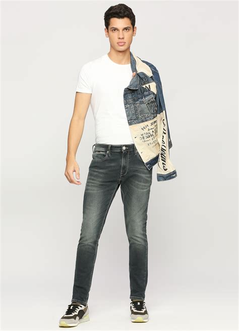 Mes Grey Mid Rise Tapered Fit Stretchable Jeans | Pepe Jeans India