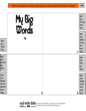 Fillable Online readwritethink My Big Words Template ...