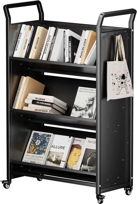 Amazon.com: SPKAPO Library Book Cart with Wheels,49.6''x31.5''x13.8 ...