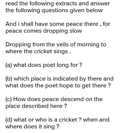 poem The lake isle of innisfree - Brainly.in