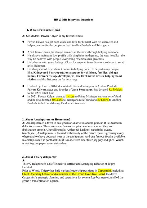 HR Interview Questions - HR & MR Interview Questions Who is Favourite ...