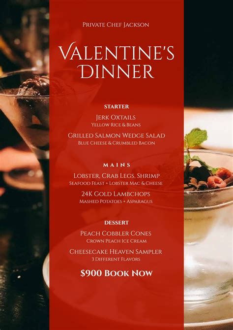 Valentine Restaurant Menu Valentine's Day Dinner The Lodge At