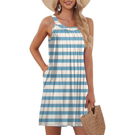 Mlqidk Flowy Dresses for Women Casual Halter Smocked Short Dresses ...