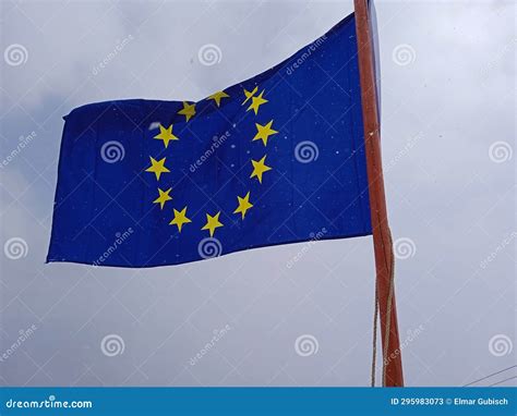 European Union Flag, Blue Flag with Yellow Stars Stock Image - Image of ...
