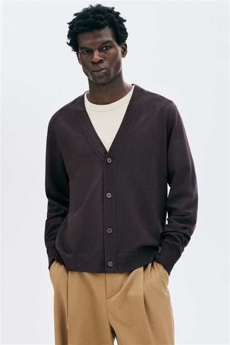 Regular Fit Cardigan - Dark brown - Men | H&M GB