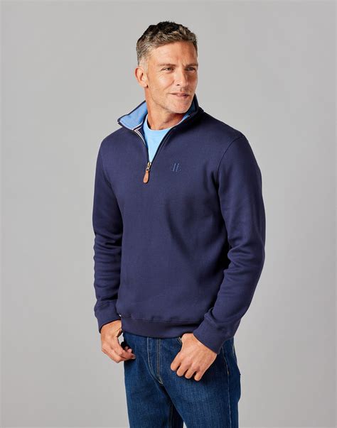 Half Zip Jersey Sweatshirt - Navy