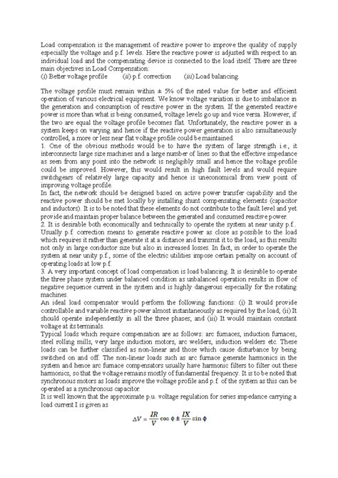 Load compensation - Power Systems-II - Load compensation is the ...