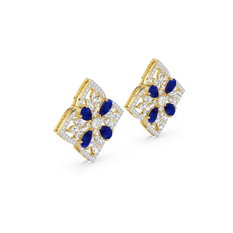 Buy Blue Sapphire Lab Diamond Glamour Studs Online At Emori