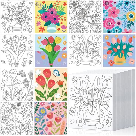 Amazon.com: Dispowreath 20 Pack Pre Drawn Canvas for Painting Drawn ...