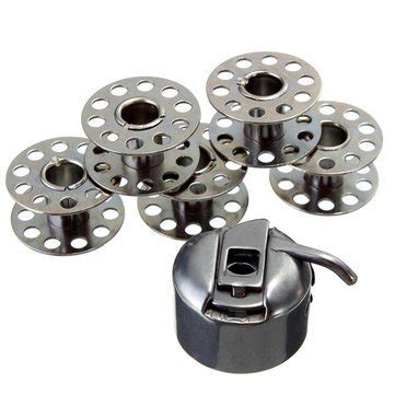 HPGM Steel Sewing Machine Accessories 5 Bobbins 1 Bobbin Case for ...