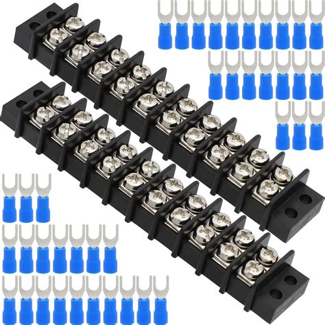 Snapklik.com : Terminal Block,2 Pack 10 Circuits 20-30A 200v-450v Dual Row Screw Terminals Strip ...