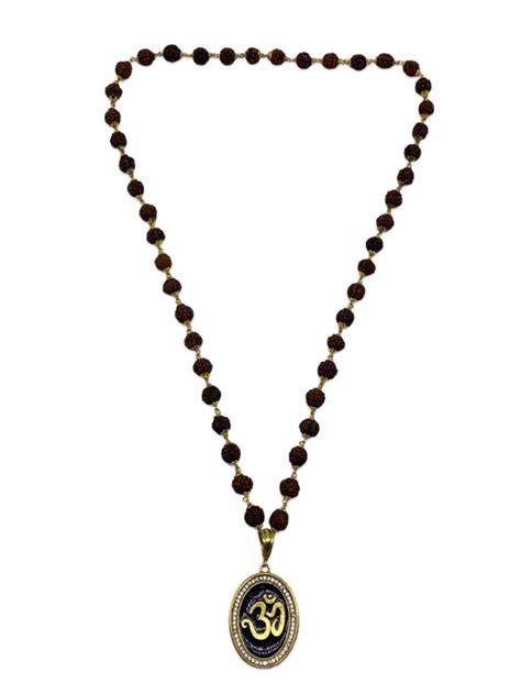 Om AD Mens Rudraksha Gold Mala Necklace – Digital Dress Room