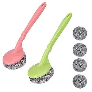 BeingOne Sunday Stainless Steel Scrubbers with Handle Cleaning Brush ...