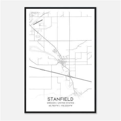 Stanfield Oregon Map Poster, Modern Home Decor Wall Art Print - Custom Maps & Posters