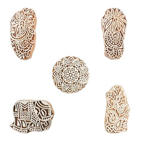 Set of 5 Piece New Mix Wooden Printing Blocks