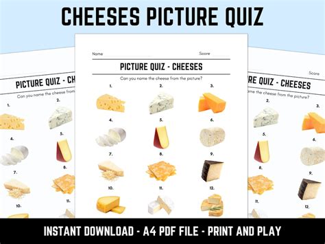 Buy Printable Cheeses Picture Quiz With Answers Online in India - Etsy