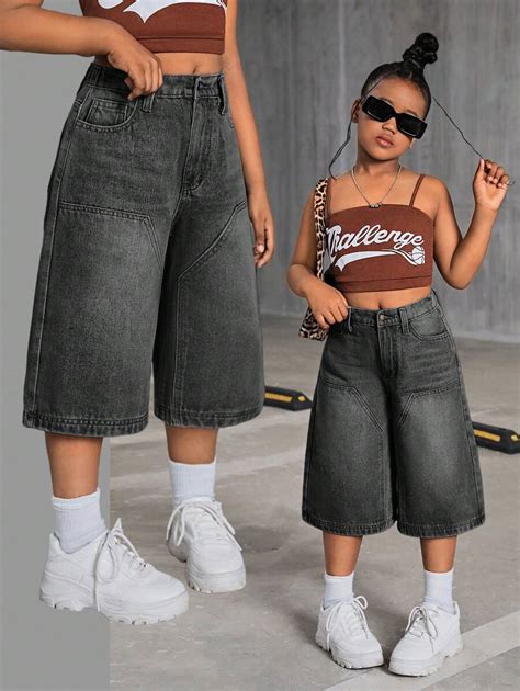 SHEIN Tween Girls Y2K 2000s Retro Washed Baggy Casual Denim Wide Leg ...