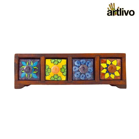 Buy Artlivo Popart Ceramic 4 Drawer Long Box Online at Low Prices in ...