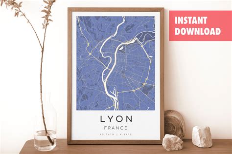 LYON France Map Print | Map of Lyon | Digital Wall Art | Lyon City Map ...