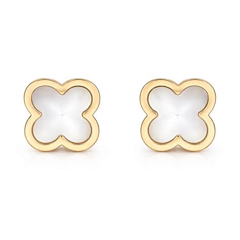 White Clover Stud Earrings Gold Plated | Anti Tarnish | YUBIRAA
