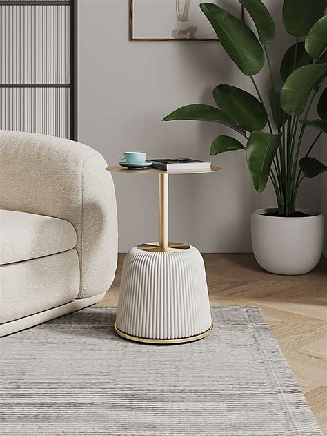 Broomcage I Cream Beige Leatherette End Table | Rooms to Go
