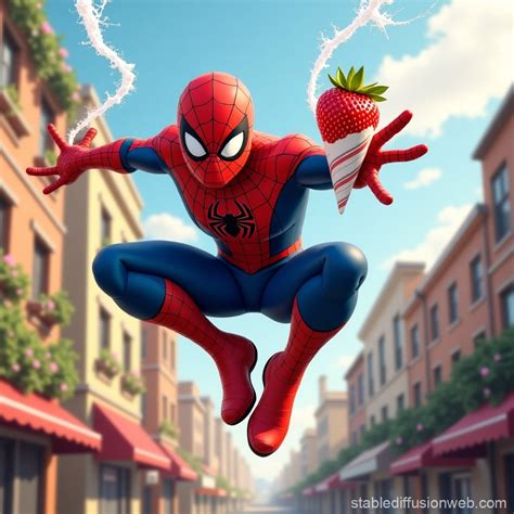 Spider-Man Catches Ice Cream | Stable Diffusion Online