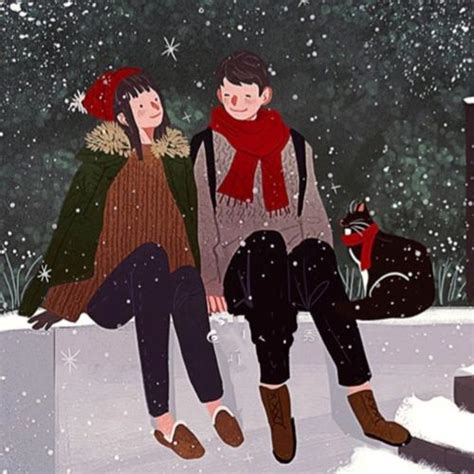 冬季雪中恋爱情侣头像图片 - 情侣头像 - 图很美