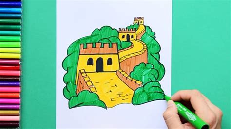 Sketch Great Wall Of China Drawing Easy Great wall of china watercolor ...