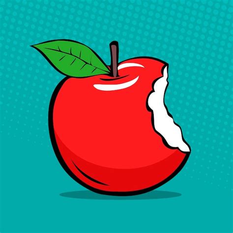 Angebissener roter Apfel mit Blatt. Appetitliche Früchte für eine ...