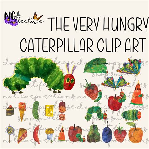 The Very Hungry Caterpillar Clip Art Set Transparent PNG - Etsy Australia