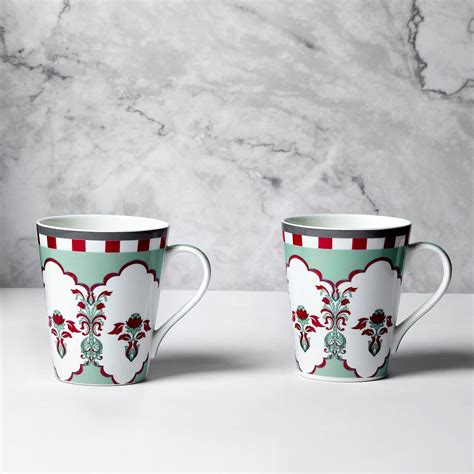 India Circus Sage Luxe Ceramic Zing Milk Mugs 340ml Set of 2 – Clay ...