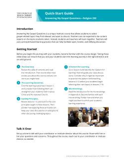 Answering My Gospel Questions Course (REL 280)