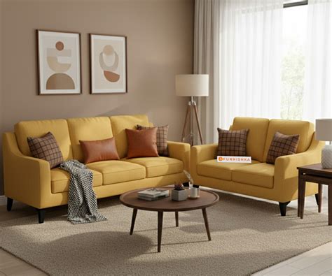 Arrasso 3+2 Seater Sofa Mustard Yellow – Furnishka