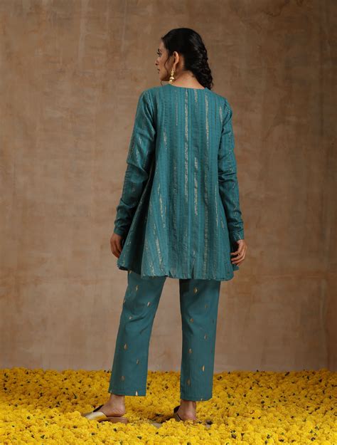 Deep Sea Gold Cotton Flared Co-Ord Set – trueBrowns