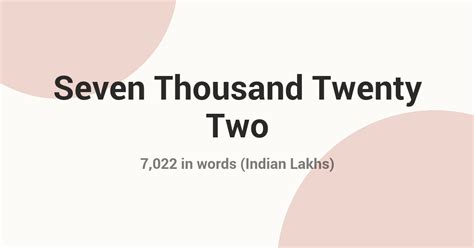 7,022 in Words - Indian Rupees & International Format