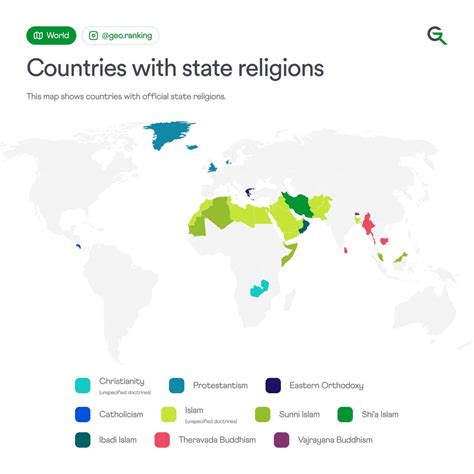 This map shows countries with official state religions. (Instagram: @geo.ranking) : r/MapPorn