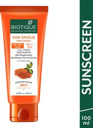 BIOTIQUE Sunscreen - SPF 40 Pink Lentils Matte Look Sun Block Sunscreen ...
