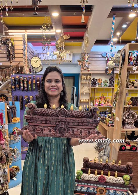 Gopuram Wood Carving 2 Feet x 9 Inches Wall Hanging Rosewood Colour Ma ...