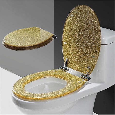 Glitter Resin Toilet Seat Toilet Seat Cover Round Easy Installation, Soft Close, And Easy To ...