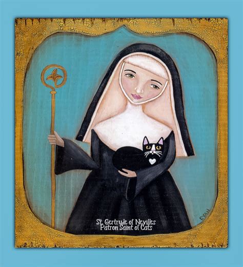 St. Gertrude of Nivelles, Patron Saint of Cats | Cat art, Patron saint ...